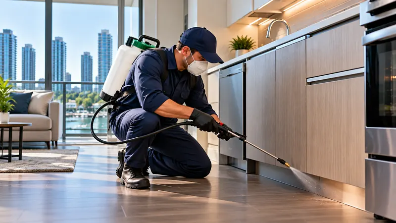 Licensed technician treating a kitchen